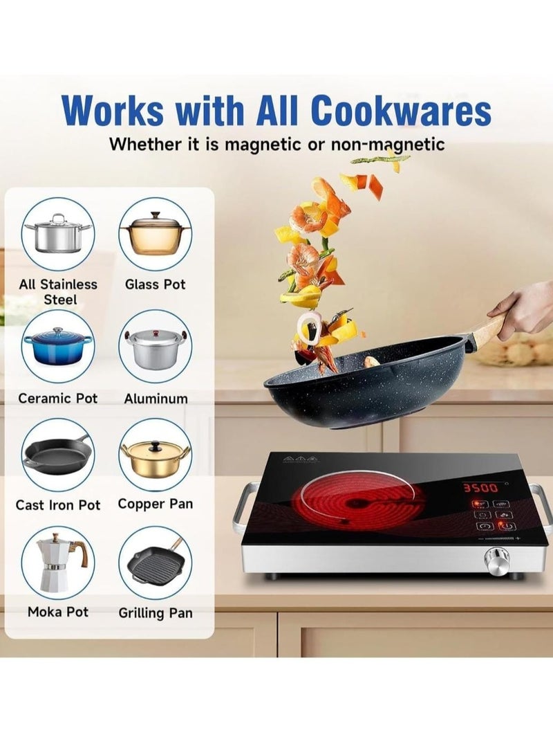 Digital Infrared Cooker, Single Infrared Burner Cooker with Adjustable Temperature, Multi-Function Cooking Hob with Button Control, 180-Min Timer for Hot Pot, Frying, Stir Fry, BBQ, Soup & More  - Image 3