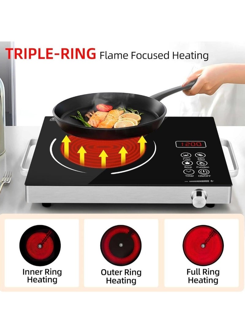Digital Infrared Cooker, Single Infrared Burner Cooker with Adjustable Temperature, Multi-Function Cooking Hob with Button Control, 180-Min Timer for Hot Pot, Frying, Stir Fry, BBQ, Soup & More  - Image 5