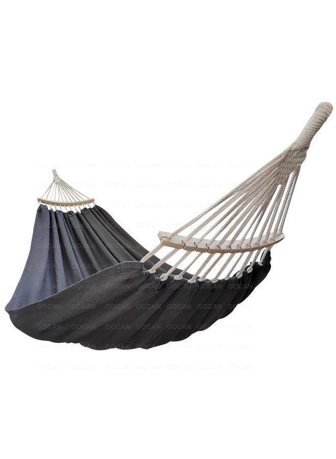 GOCAN Double Hammock 2 Person Extra Large 220x150cm Total Length 330cm Load 500lb Canvas Cotton Hammock for Patio Porch Garden Backyard Lounging Outdoor and Indoor with Removable Spreader bar - Image 1