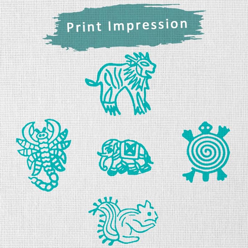 TWOGRAMS Wooden Traditional Design Printing Stamps - Blocks for Printing Saree Border, Dresses, Craft Card Making, Scrapbook, Clay Pottery | Set of 5 | - Image 3