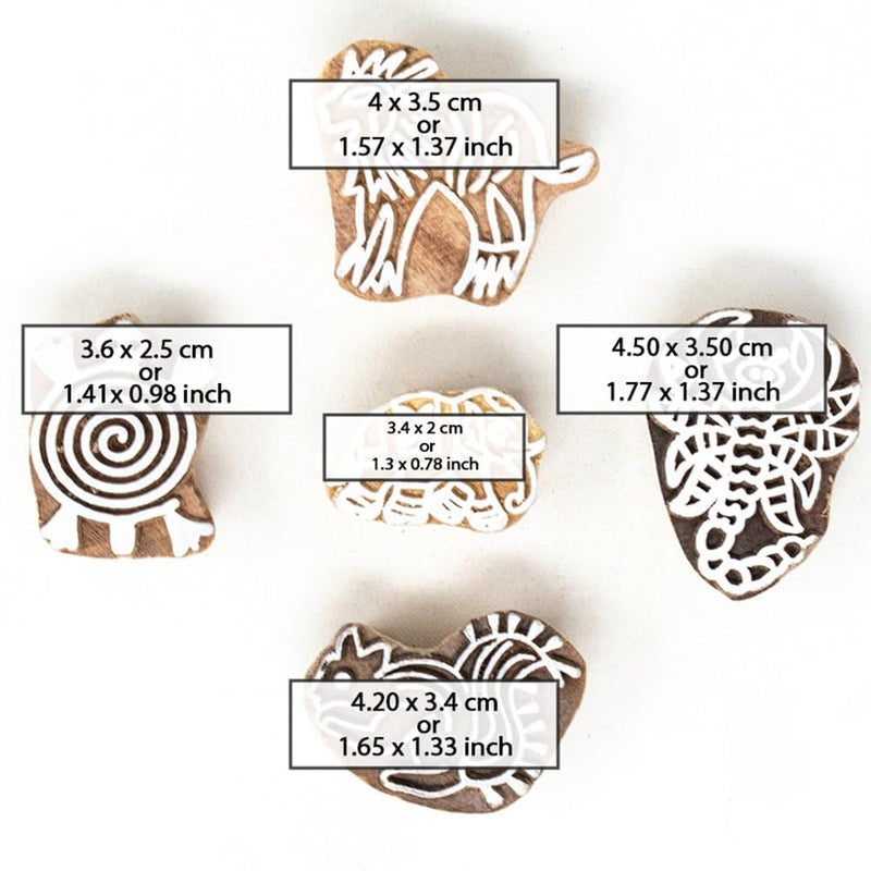 TWOGRAMS Wooden Traditional Design Printing Stamps - Blocks for Printing Saree Border, Dresses, Craft Card Making, Scrapbook, Clay Pottery | Set of 5 | - Image 4
