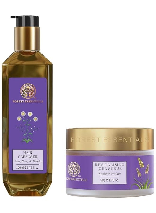 Forest Essentials Hair Cleanser Amla, Honey & Mulethi 200ml (Shampoo) & Forest Essentials Revitalising Kashmiri Walnut Gel Scrub|Revitalising Exfoliation|Unisex Face Scrub| 50 g - Image 1