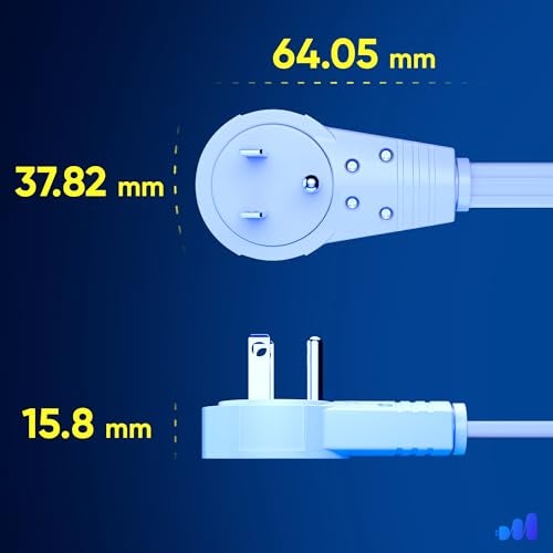 Maximm Cable 15 Ft 360° Rotating Flat Plug Extension Cord/Wire, 16 AWG Multi 3 Outlet Extension Wire, 3 Prong Grounded Wire - White - UL Certified - Image 3