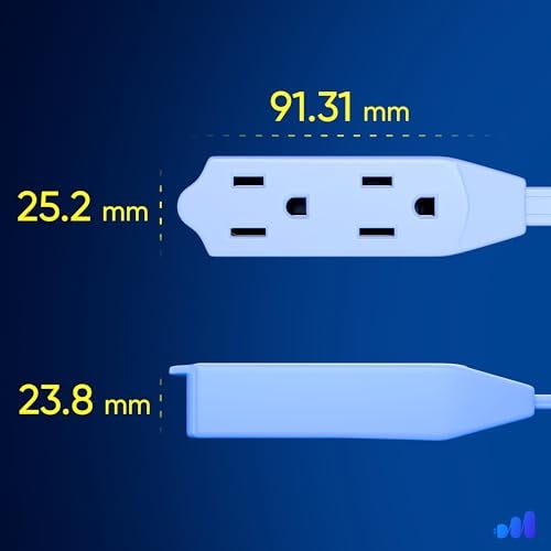 Maximm Cable 15 Ft 360° Rotating Flat Plug Extension Cord/Wire, 16 AWG Multi 3 Outlet Extension Wire, 3 Prong Grounded Wire - White - UL Certified - Image 4