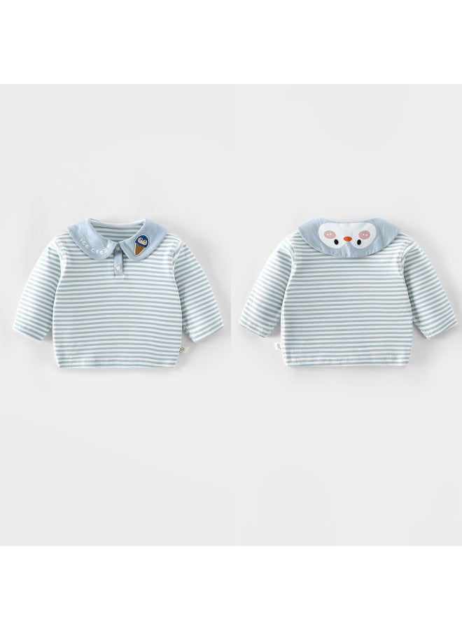【no Returns Or Exchanges】girls Striped Base Layer 2026 New Arrival Spring/autumn Baby Korean Style Embroidered Cartoon T-shirt Trendy