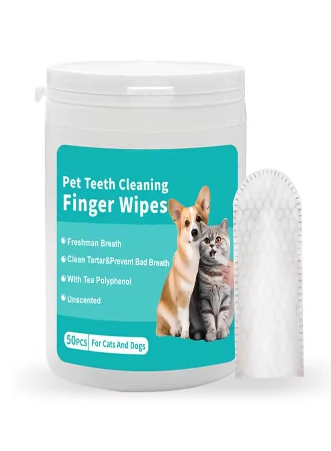 JD PRO Pet Teeth Cleaning Finger Wipes for Dogs & Cats | 50 Count | Fresh Breath, Plaque & Tartar Removal | Soft Non-Woven Finger Wipes | Gentle Oral Care for Pets | Unscented & Safe. - Image 1