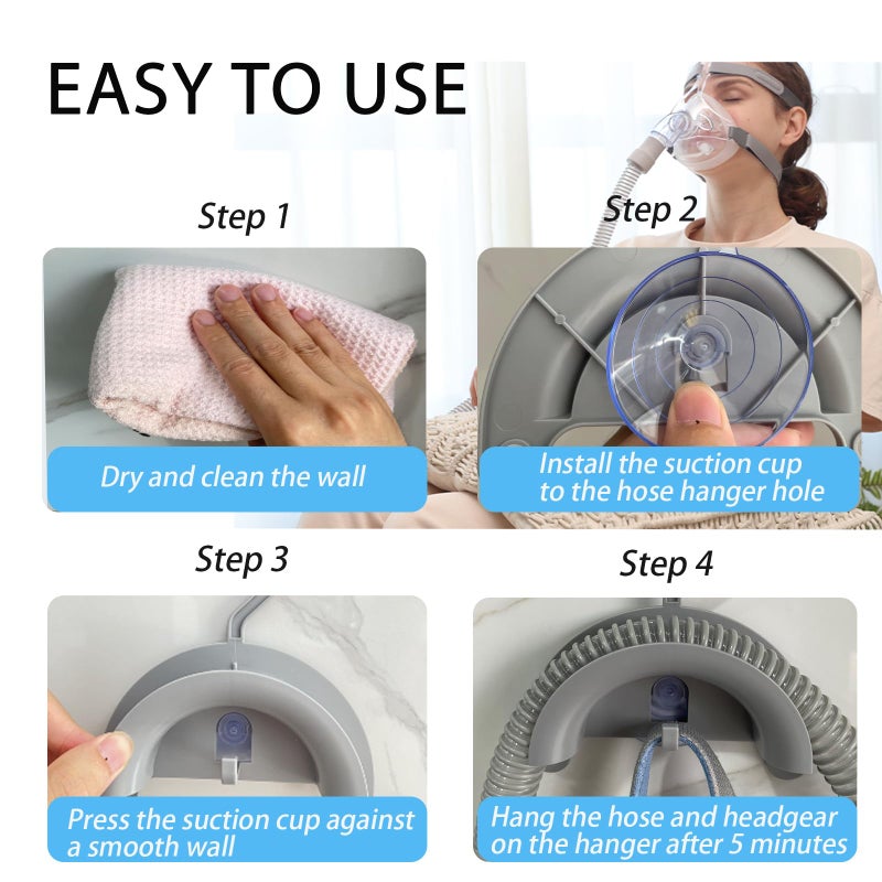 Resdolf CPAP Hose Hanger for Tube and Mask â€“ Universal Fit for All Tubings â€“ Convenient Holder for Easy Drying & Cleaning(Grayï¼‰ - Image 3