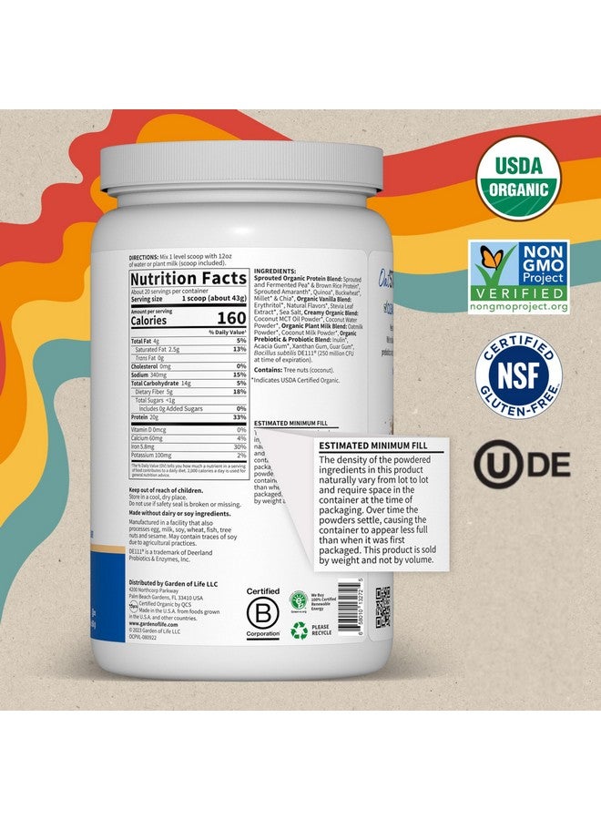 جاردن أوف لايف مسحوق بروتين كريمي بنكهة الفانيليا من جاردن أوف لايف + حليب الشوفان 20 غرام، بروتين نباتي عضوي، ماء جوز الهند، دهون متوسطة السلسلة متوسطة السلسلة، حبوب منبتة، بريبيوتيك، بروبيوتيك - غير معدل وراثيًا، خالٍ من الغلوتين، 1.90 رطل - Image 4