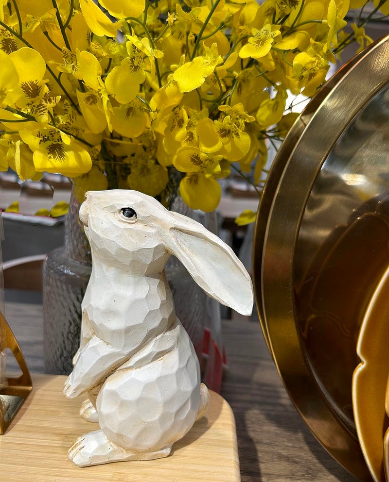 QIAOIDEA Easter Bunny Decoration, Decorative Farmhouse Modern Standing White Rabbit Bunny Figurine, Home Decor Accents Carved Rustic Distressed Animal Bunny Rabbits Ornaments - Image 5