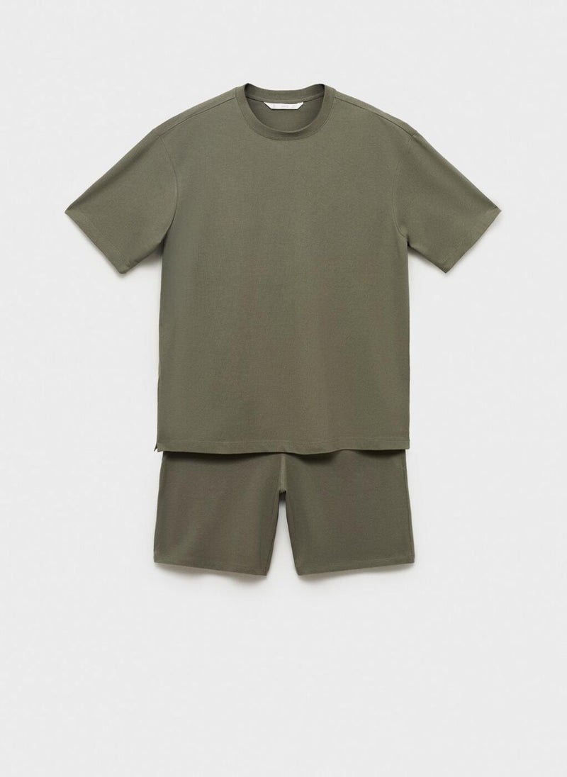 Mango Man Casual Cotton Pyjama Pack Shorts  - Image 5