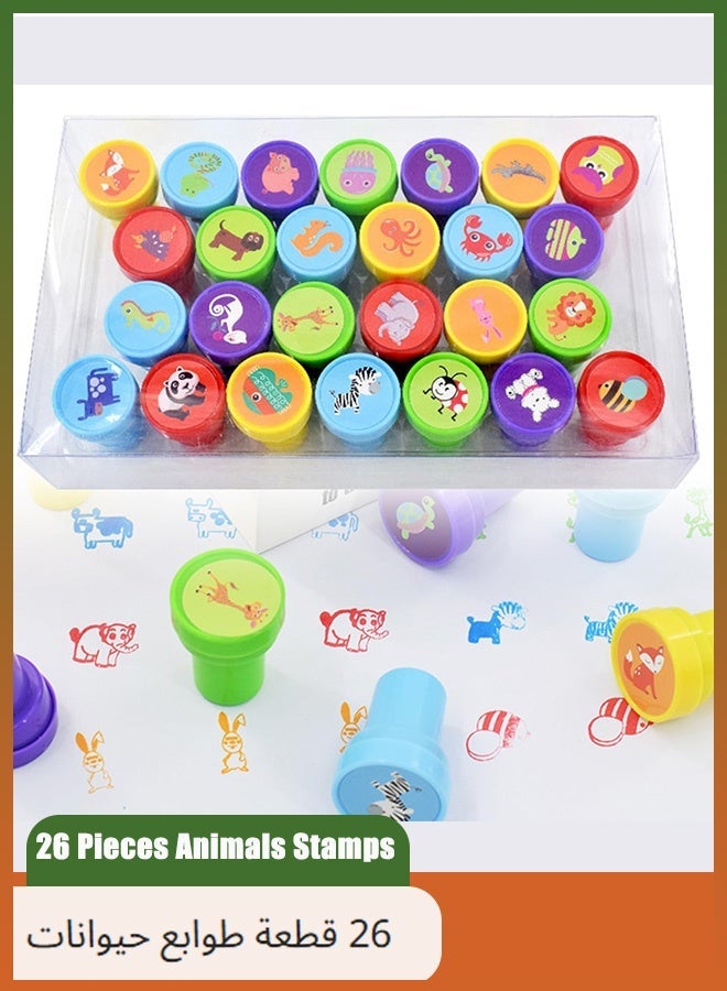 26 Pieces Animals Stamps for Kids, Self-Ink Stampers Toys, Farm Animal Series Stamps for Children Crafts Party Favor, School Prizes, Birthday Gift, Learn Props - Image 1