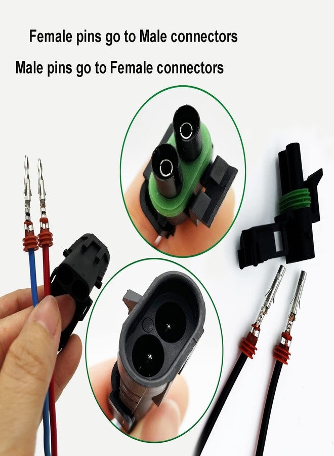 Twippo 15 Kits 2 Pin Connector Weather Pack Connectors Kit Automotive Electrical Waterproof Connectors 2 Wire Connectors with 60pcs Shrink Tubing Kit (18-14 AWG) - Image 4