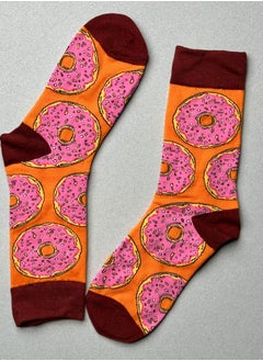The Socks Hype 2 Pairs Pink Donut Socks for Women and Men | Funny Cotton Soft Crew Socks | Casual Crazy Colorful Patterned Novelty Socks for Everyday Wear | Unisex 35-42  - Image 1