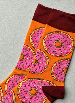 The Socks Hype 2 Pairs Pink Donut Socks for Women and Men | Funny Cotton Soft Crew Socks | Casual Crazy Colorful Patterned Novelty Socks for Everyday Wear | Unisex 35-42  - Image 4