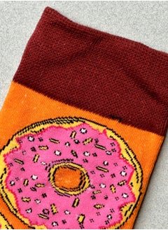 The Socks Hype 2 Pairs Pink Donut Socks for Women and Men | Funny Cotton Soft Crew Socks | Casual Crazy Colorful Patterned Novelty Socks for Everyday Wear | Unisex 35-42  - Image 2