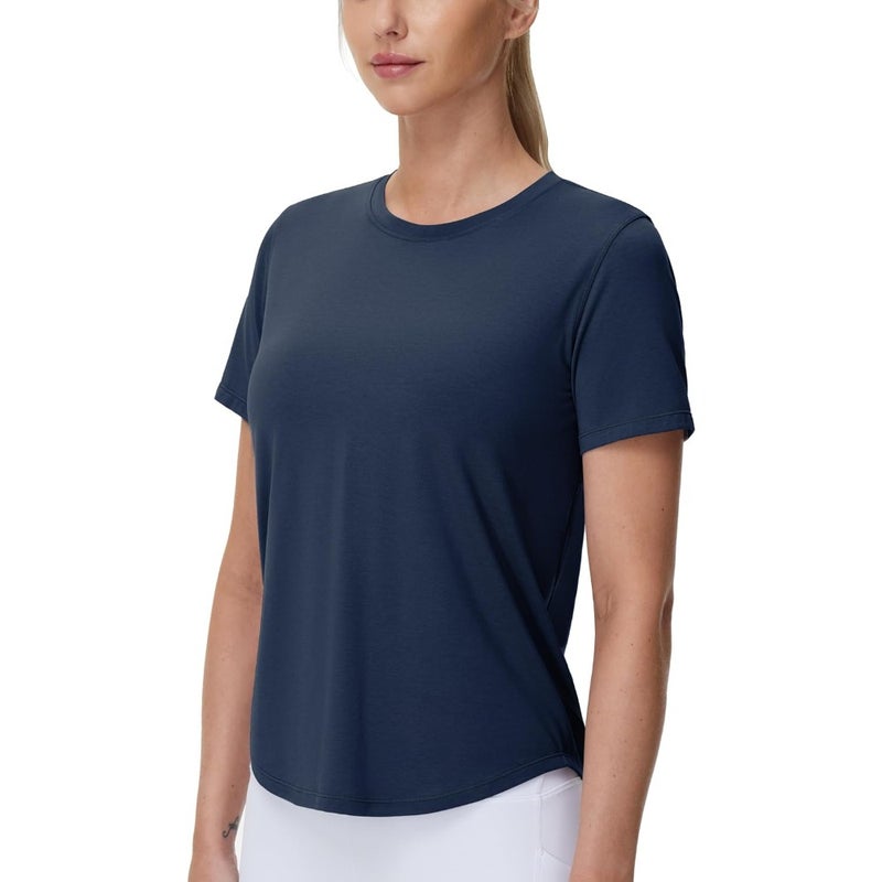 The Gym People Women's Workout T-Shirts Breathable Soft Athletic Tee Tops For Gym, Fitness, Running Cotton Blend Available In Multiple Colors Lightweight And Stretchy - Image 1