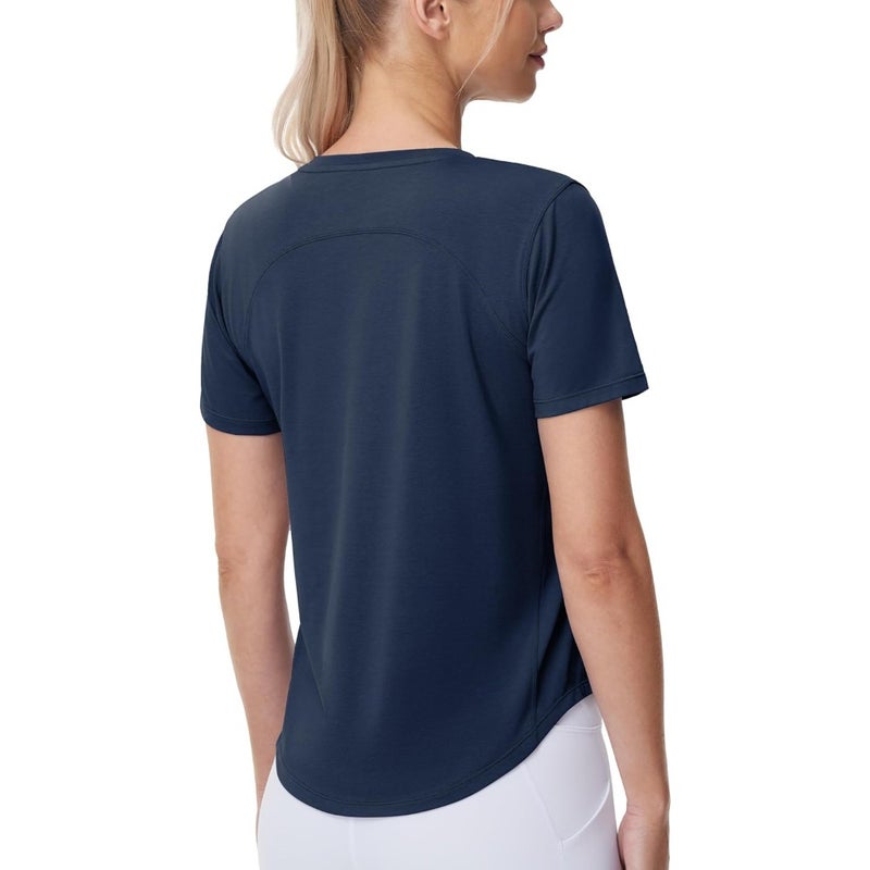 The Gym People Women's Workout T-Shirts Breathable Soft Athletic Tee Tops For Gym, Fitness, Running Cotton Blend Available In Multiple Colors Lightweight And Stretchy - Image 2