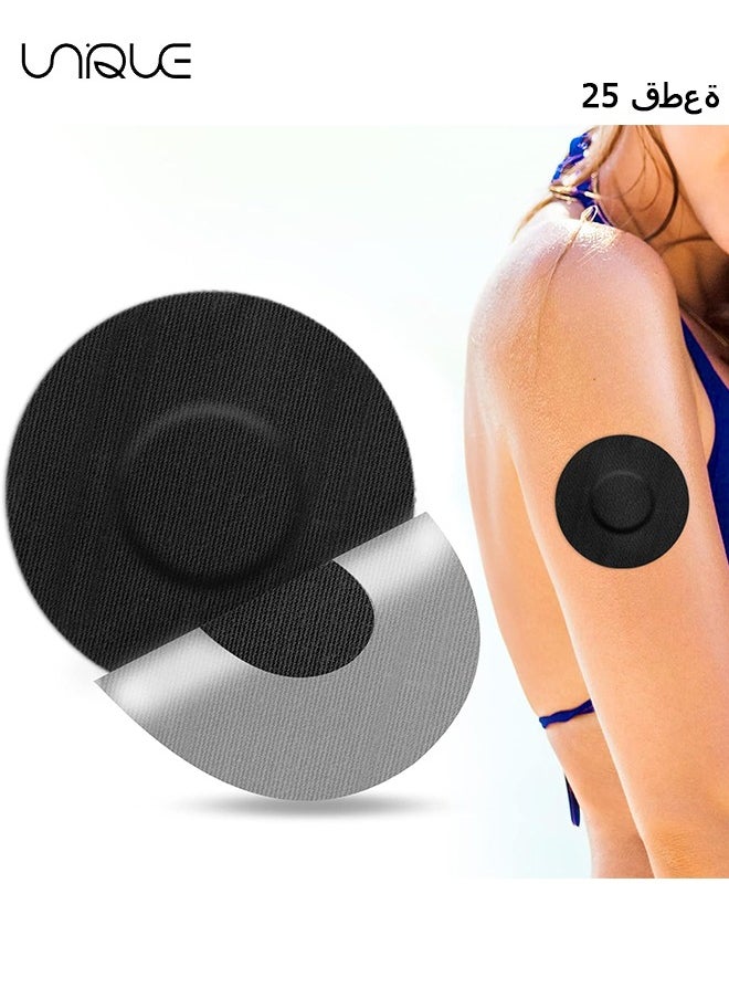 Unique Freestyle Adhesive Patch, 25 PCS Good for Libre– Enlite – Guardian –Pre-Cut Back Paper Waterproof Libre2/3 Sensor Covers（Black）  - Image 1