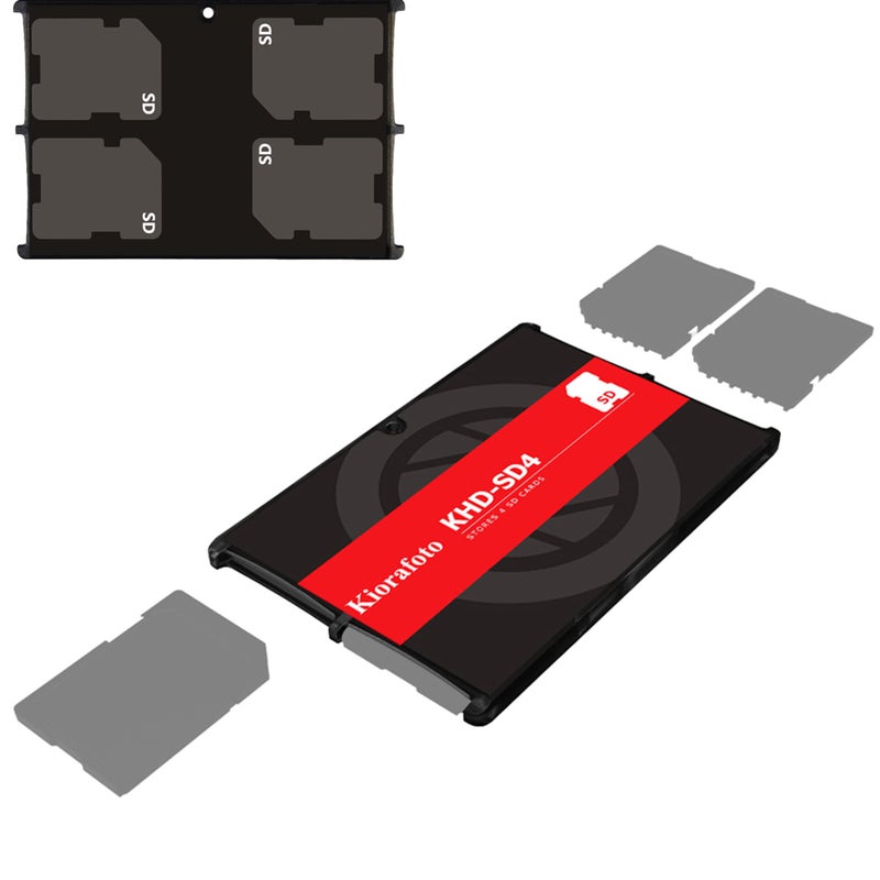 Kiorafoto KHD-SD4 Easy Carry 4 Slots Slim Credit Card Size Lightweight Portable SD Memory Card Case Storage Keeper Holder Protector for 4 SD SDHC SDXC Cards - Image 1