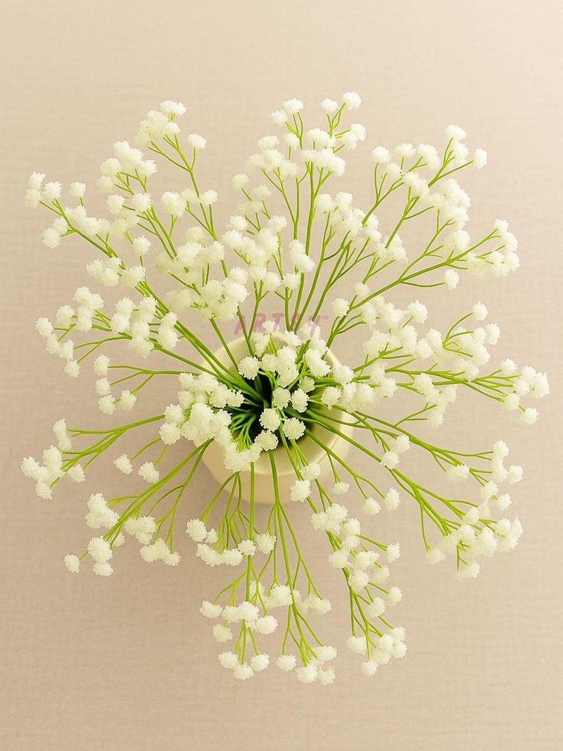 ARTSY Artificial Flowers for Decoration Baby Breaths Flower Bunch for vase/Pot, Home/Office Decor, Gift, Artificial Plant, Craft, Without vase, Pack of 3 Piece, 4 Branches Each, 55 cm Height, White - Image 3