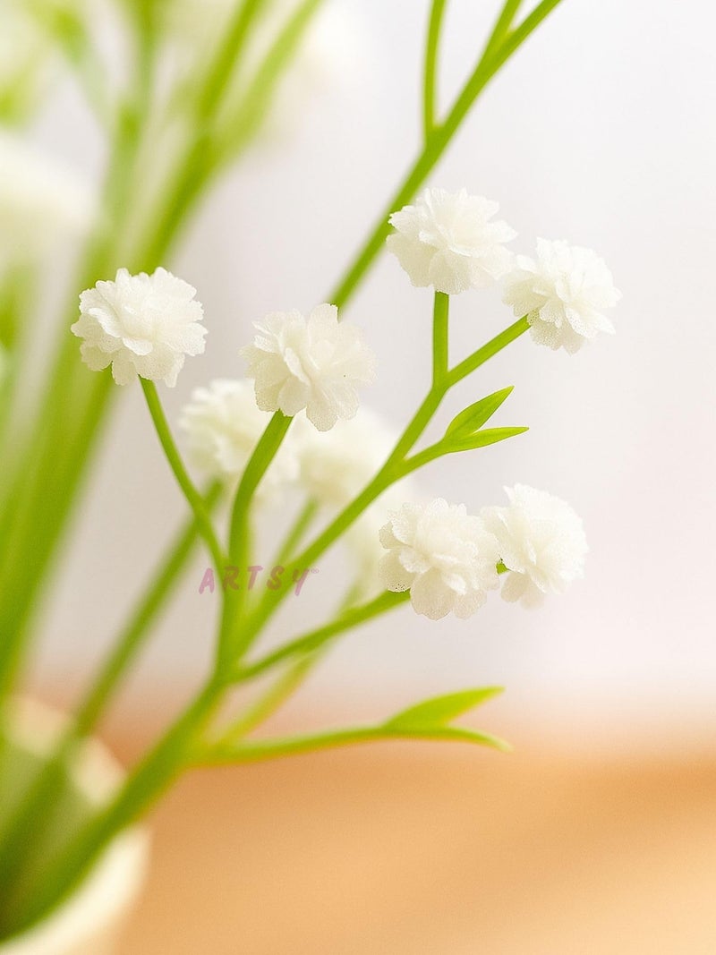 ARTSY Artificial Flowers for Decoration Baby Breaths Flower Bunch for vase/Pot, Home/Office Decor, Gift, Artificial Plant, Craft, Without vase, Pack of 3 Piece, 4 Branches Each, 55 cm Height, White - Image 2