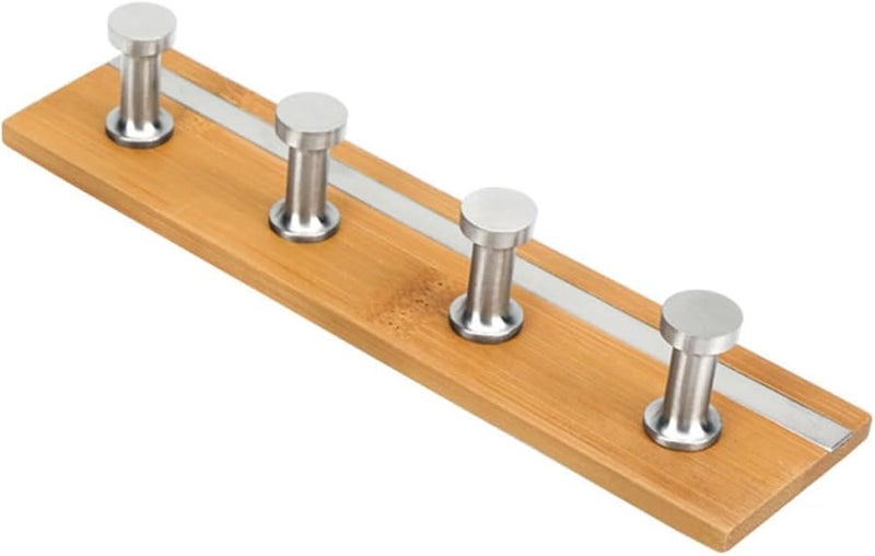 Stainless Steel Wall Mounted Bathroom Towel Rack with 4 Heavy Duty Hooks for Living Room - Image 1