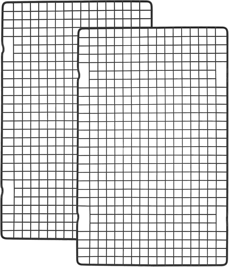 Tebery حزمة 2 من رفوف الطهي الثقيلة السوداء، 16" × 10" شبكة خبز وتبريد غير لاصقة للشواء والطهي والشواء والتجفيف - Image 1