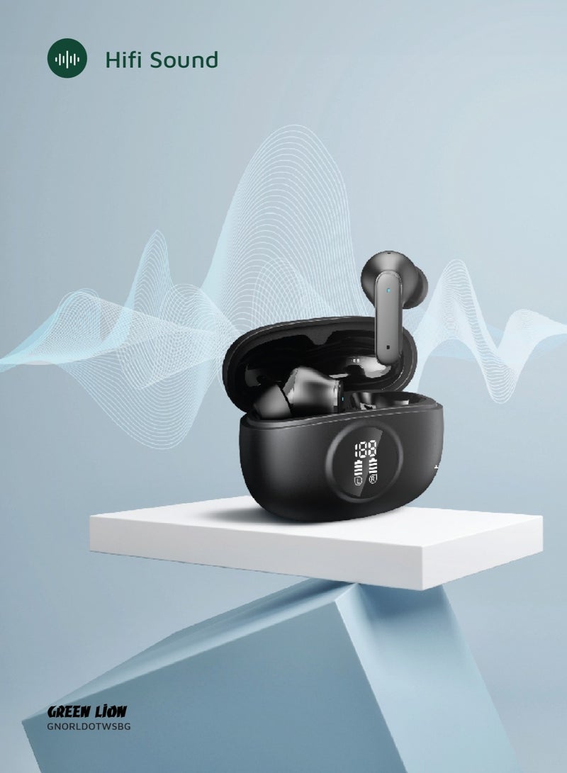 جرين ليون سماعات Orlando True Wireless مع 4.5 ساعات تشغيل ومساعد صوتي / Bluetooth V5.4 / صوت HiFi / ميكروفون مدمج / مقاومة للماء IPX2 / عرض رقمي - أسود - Image 4