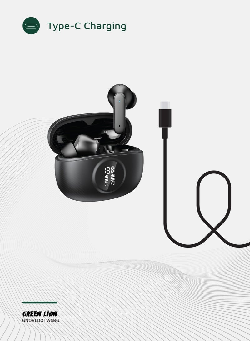 جرين ليون سماعات Orlando True Wireless مع 4.5 ساعات تشغيل ومساعد صوتي / Bluetooth V5.4 / صوت HiFi / ميكروفون مدمج / مقاومة للماء IPX2 / عرض رقمي - أسود - Image 5