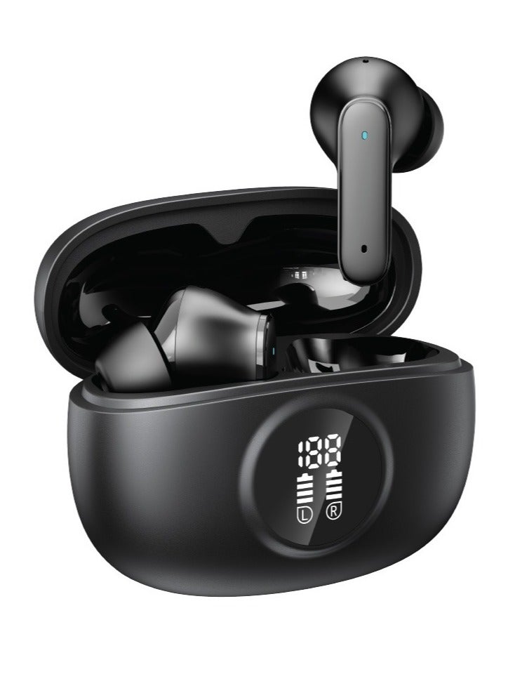 جرين ليون سماعات Orlando True Wireless مع 4.5 ساعات تشغيل ومساعد صوتي / Bluetooth V5.4 / صوت HiFi / ميكروفون مدمج / مقاومة للماء IPX2 / عرض رقمي - أسود - Image 1