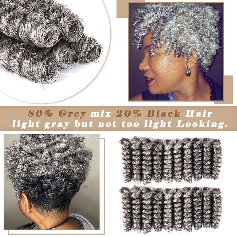 PHOCAS 3Packs Synthetic Curly Crochet Hair 10 inch 20roots/pack for Crochet Braids Hair(12MM Gray) - Image 2