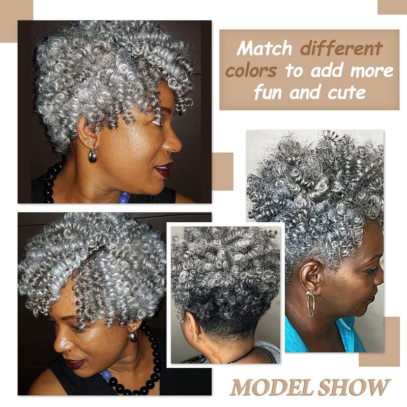 PHOCAS 3Packs Synthetic Curly Crochet Hair 10 inch 20roots/pack for Crochet Braids Hair(12MM Gray) - Image 5