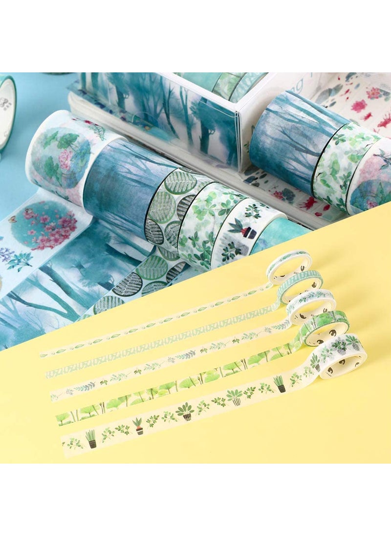 BOLT Bolt Washi Tape Set, Scrapbook Printing Masking Self Adhesive Tape Decorative Craft Supplies (Green) 10 Rolls  - Image 2
