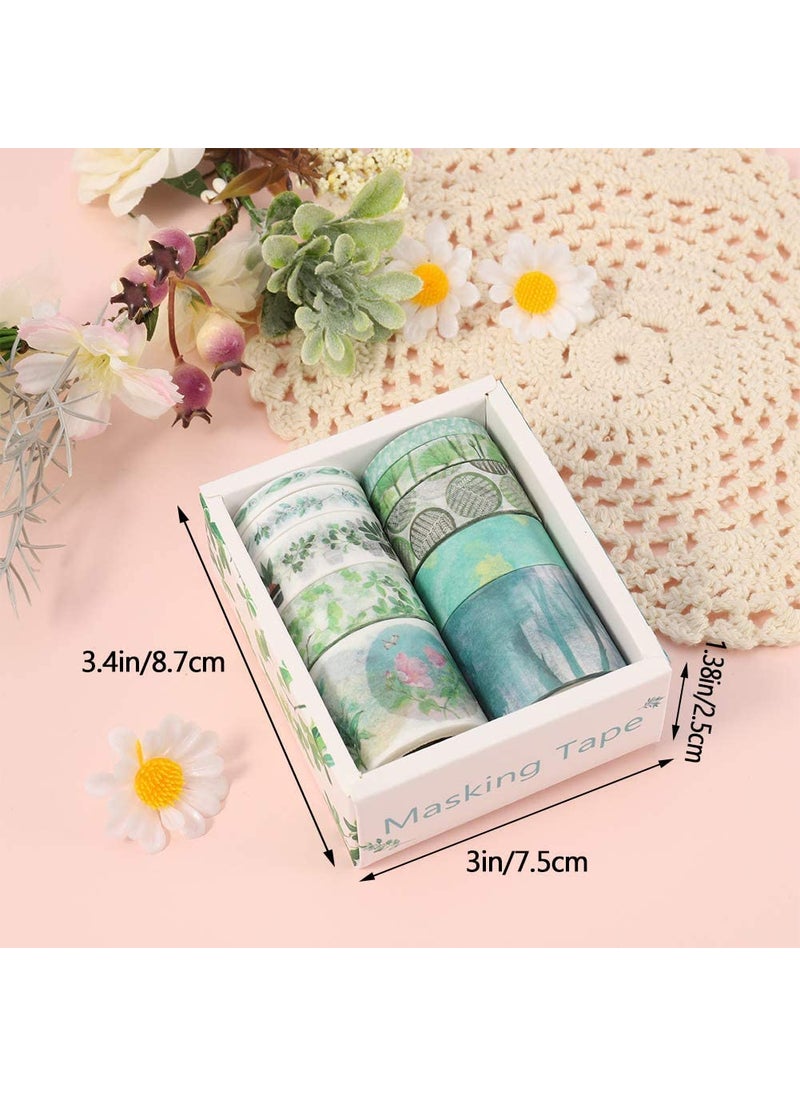 BOLT Bolt Washi Tape Set, Scrapbook Printing Masking Self Adhesive Tape Decorative Craft Supplies (Green) 10 Rolls  - Image 5