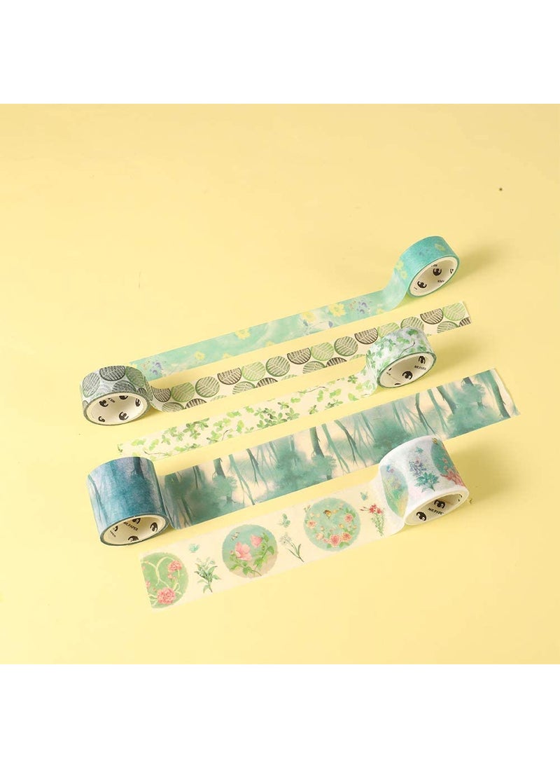 BOLT Bolt Washi Tape Set, Scrapbook Printing Masking Self Adhesive Tape Decorative Craft Supplies (Green) 10 Rolls  - Image 3