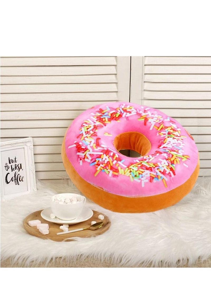 Bluejw - 3D Doughnut Throw Pillow Cosy Seat Back Stuffed Pillow Cushion Round Food Shaped Pillow for Living Room Bedroom Home Decor - Image 1