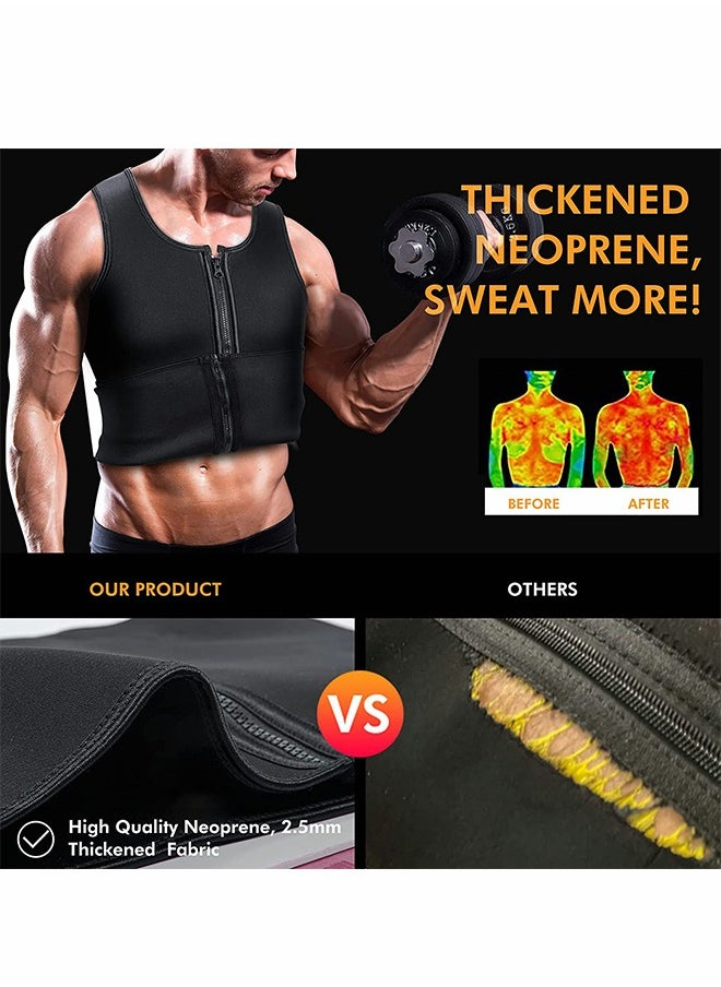 GROIC - Men's Waist Trainer Sauna Vest Weight Loss Body Shaper Sweat Vest for Men with Double Belt and Zipper, Corset Plus Size L - Image 1