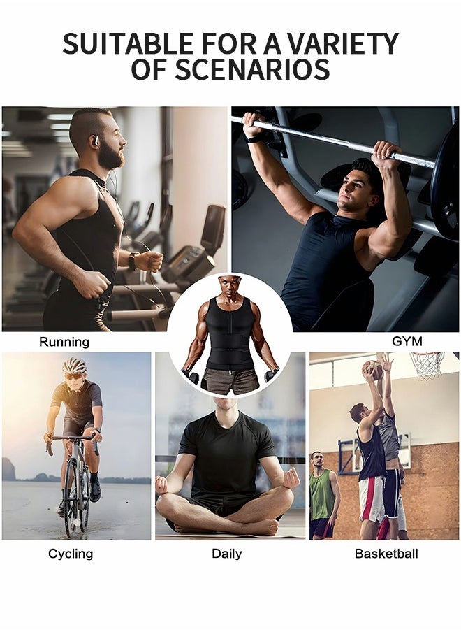 GROIC - Men's Waist Trainer Sauna Vest Weight Loss Body Shaper Sweat Vest for Men with Double Belt and Zipper, Corset Plus Size L - Image 1