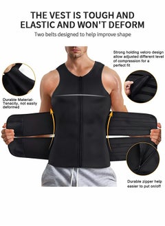 GROIC Men's Waist Trainer Sauna Vest Weight Loss Body Shaper Sweat Vest for Men with Double Belt and Zipper, Corset Plus Size L  - Image 3