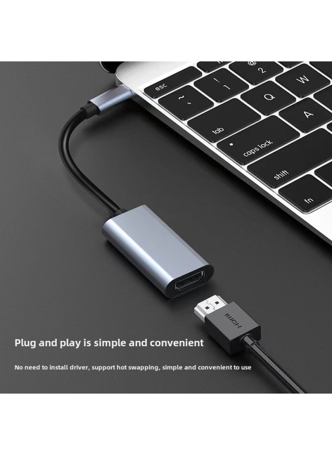 Generic - Type-C To HDMI Converter Type-c To HDMI Cable Mobile Phone Computer TV Screen Converter-Color:Type-c To Hdmi (4k30hz) High Gloss Aluminum Shell Black - Image 1
