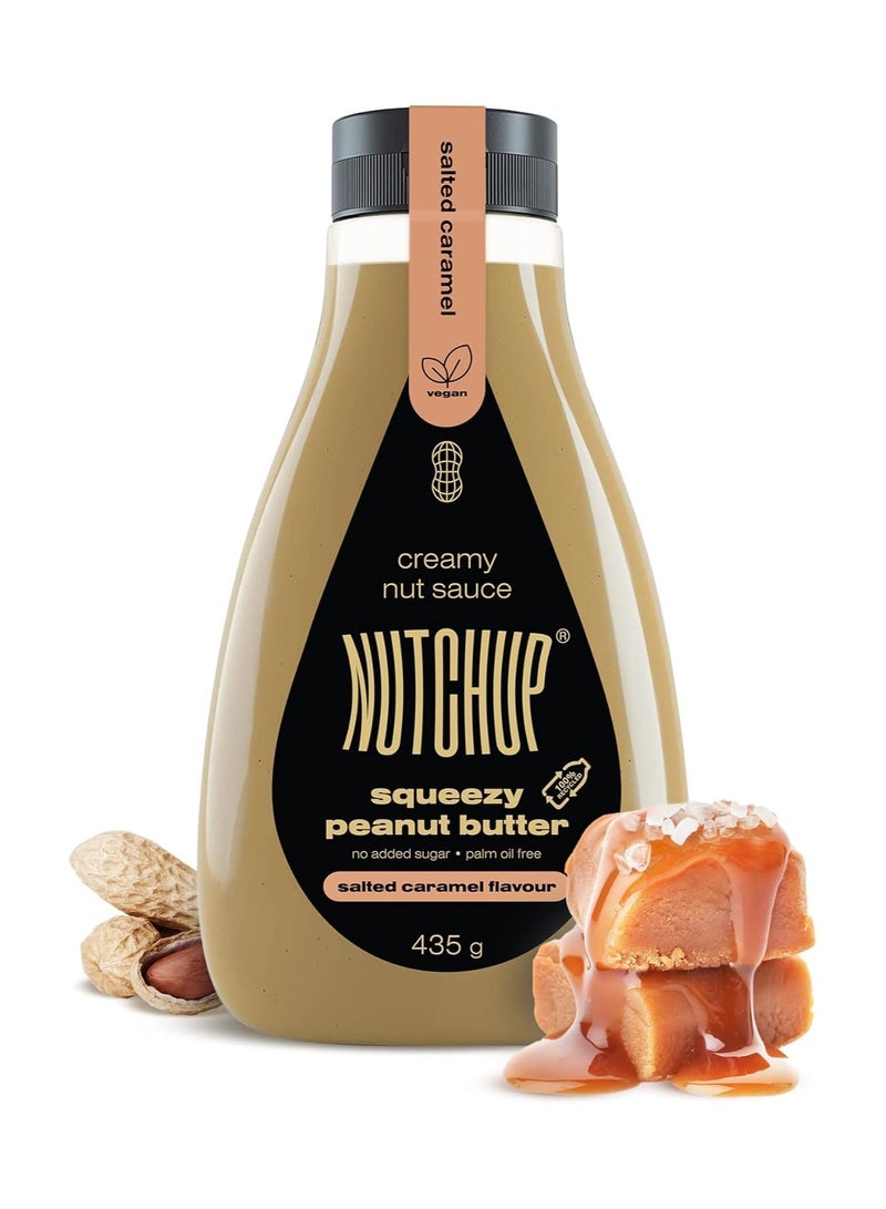 Nutchup Squeezy Peanut Butter Salted Caramel Flavour, Creamy Nut Sauce, No Added Sugar, Palm Oil Free, 435g  - Image 1