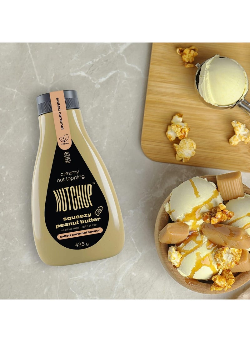 Nutchup Squeezy Peanut Butter Salted Caramel Flavour, Creamy Nut Sauce, No Added Sugar, Palm Oil Free, 435g  - Image 2