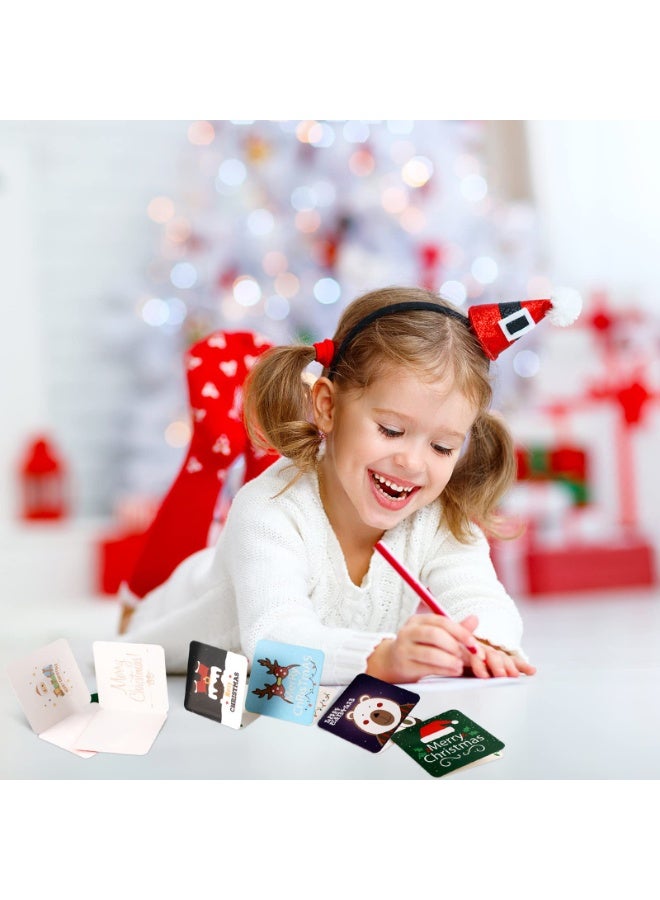 Chielor Mini Christmas Greeting Cards, 48 Pieces 2.7 x 2.7 Inch Cute Christmas Cards with Envelopes for Children, Friends, Parent - Image 3