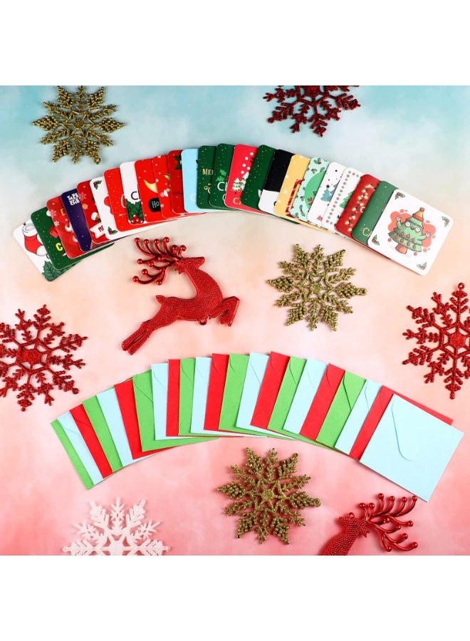 Chielor Mini Christmas Greeting Cards, 48 Pieces 2.7 x 2.7 Inch Cute Christmas Cards with Envelopes for Children, Friends, Parent - Image 5
