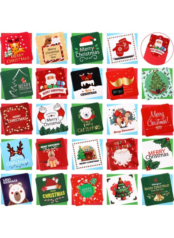 Chielor Mini Christmas Greeting Cards, 48 Pieces 2.7 x 2.7 Inch Cute Christmas Cards with Envelopes for Children, Friends, Parent - Image 1