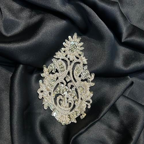 Mohan Shoppe Handwork with Sequins Work Patch/Applique for Dresses Shirts Suits etc. Pack of 1 Piece (Water Gold) - Image 5
