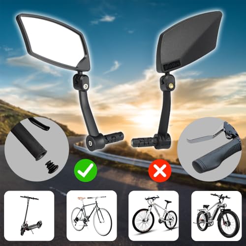 BriskMore Bar End Bike Mirrors 1 PAIR, High–Definition Convex Scratch Resistant Glass Lens E-Bike Mirror,Safe Rearview Mountain Bike Mirror for Left and Right Side BT-018 - Image 2