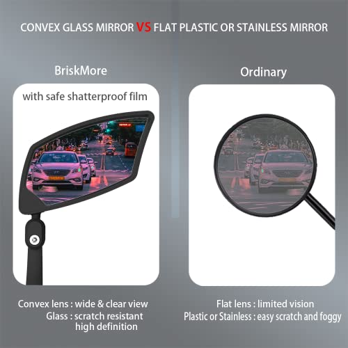 BriskMore Bar End Bike Mirrors 1 PAIR, High–Definition Convex Scratch Resistant Glass Lens E-Bike Mirror,Safe Rearview Mountain Bike Mirror for Left and Right Side BT-018 - Image 4
