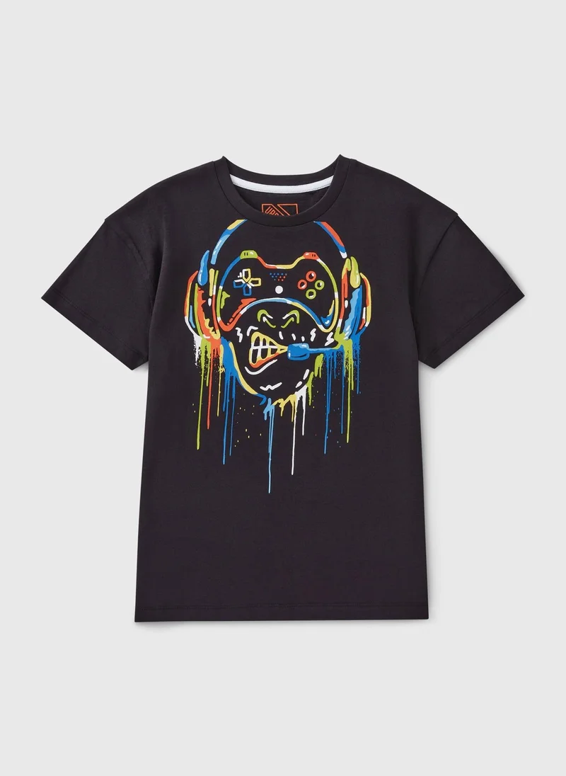 Matalan Black Gamer Monkey T-Shirt