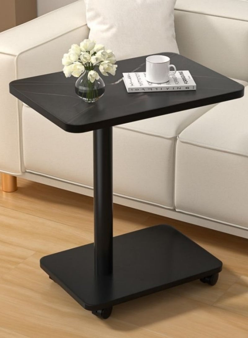 XiuWoo C Shaped End Table with Wheels,Side Table That Slides Under Couch,Side Tray Table for Sofa,C Side Table for Small Space Couch,Living Room,Bedroom,Black - Image 1